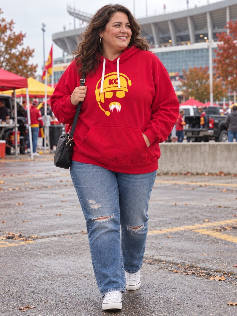 BreakingT Kansas City Football Hoodie XXL Red KC Graphic Pullover